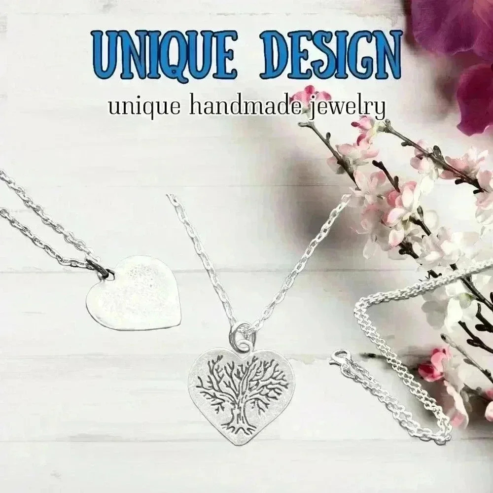 Tree of life heart necklace silver hippy jewelry for women - Picture 3 of 10